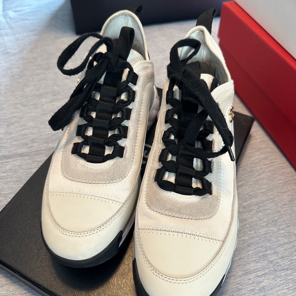 Stylish White and Black Sneakers